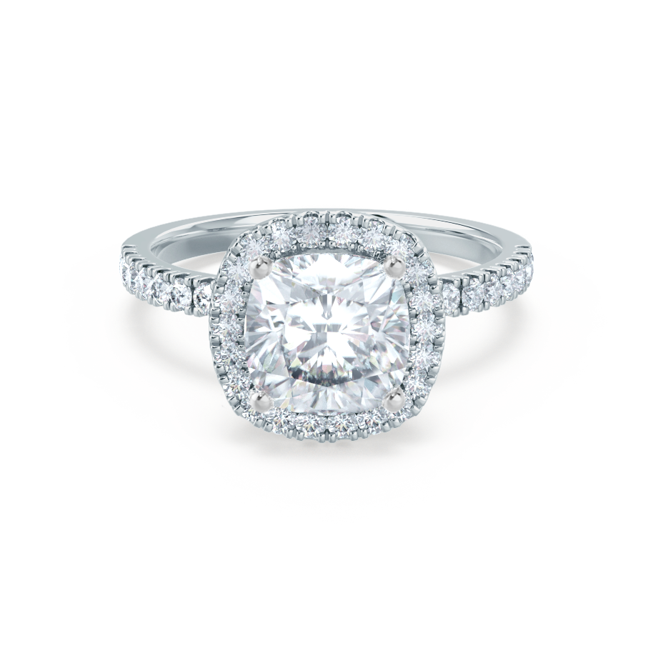 1.3 CT Cushion Halo & Pave Lab Grown Diamond Engagement Ring
