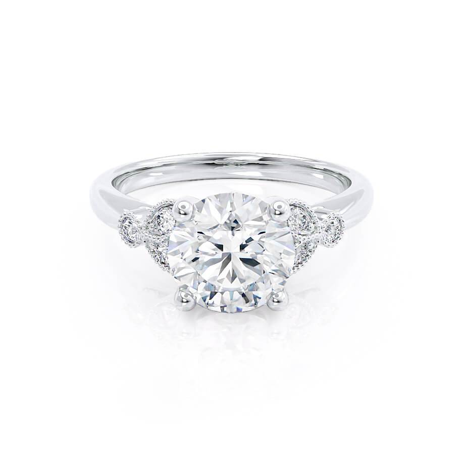 1.5 CT Round Cluster Lab Grown Diamond Engagement Ring