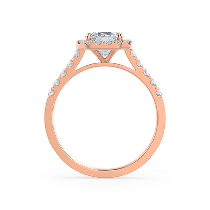 1.01 CT Emerald Halo & Pave Lab Grown Diamond Engagement Ring