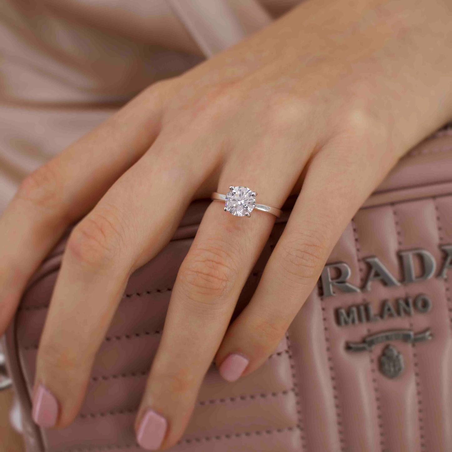 1.5 CT Round Solitaire Lab Grown Diamond Engagement Ring