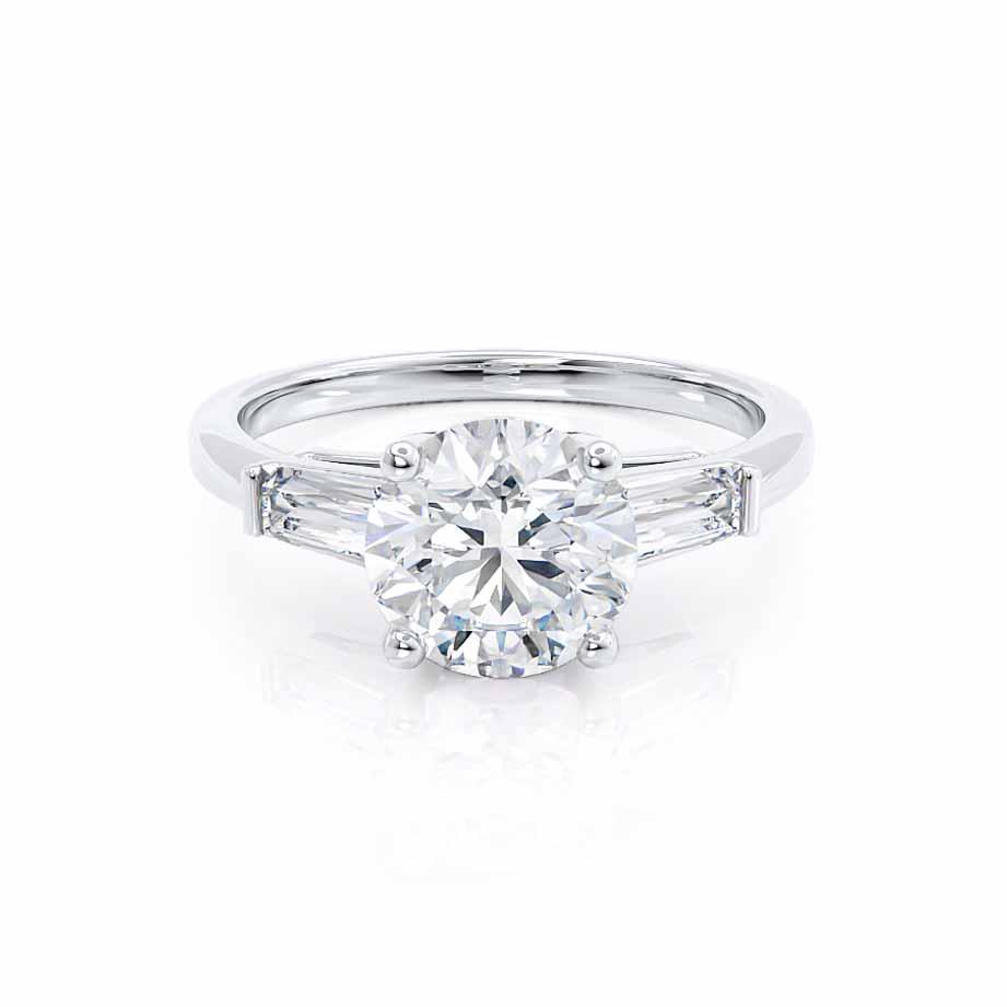 1 CT Round Three Stone Lab Grown Diamond Engagement Ring
