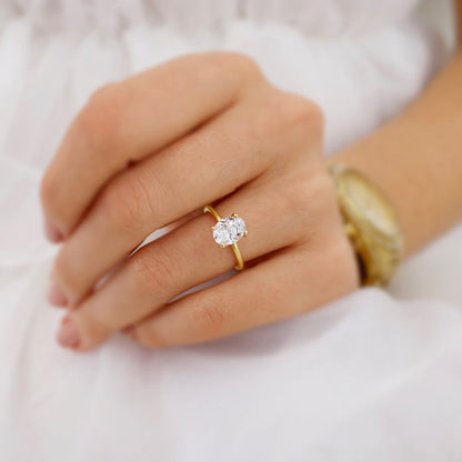 1.5 CT Oval Pave Lab Grown Diamond Engagement Ring