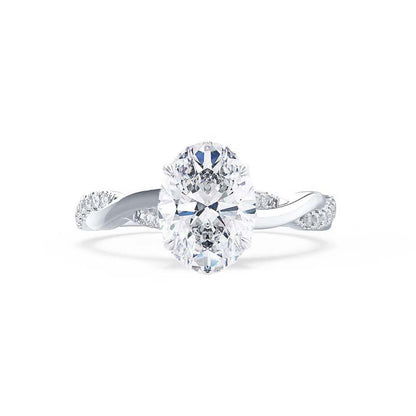 1.5 CT Oval Twisted Pave Lab Grown Diamond Engagement Ring