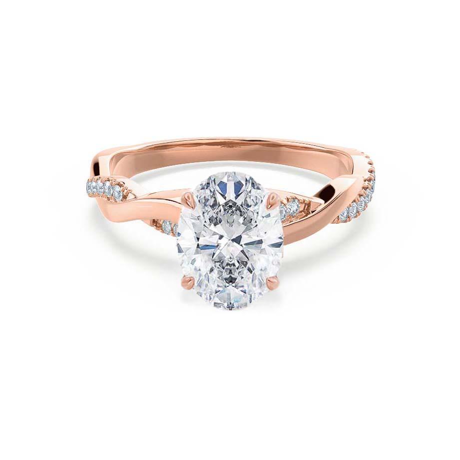 1.5 CT Oval Twisted Pave Lab Grown Diamond Engagement Ring