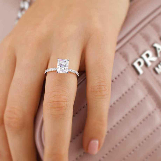 1.8 CT Radiant Pave Lab Grown Diamond Engagement Ring