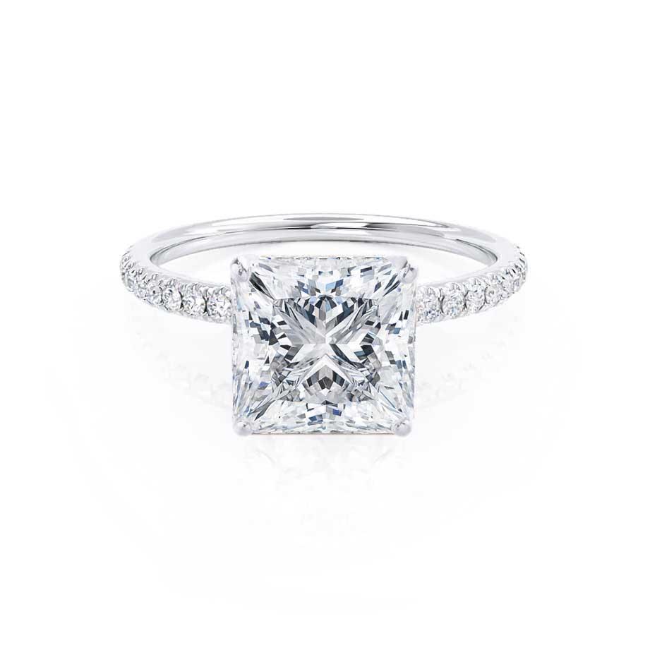 1.5 CT Princess Pave Lab Grown Diamond Engagement Ring