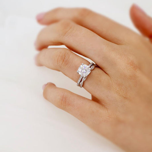 1.5 CT Round Pave Lab Grown Diamond Engagement Ring