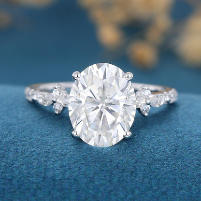 2.72 CT Oval Cluster Lab Grown Diamond Engagement Ring