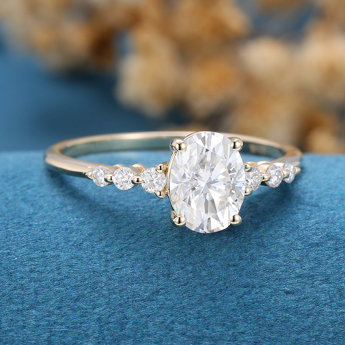 1.33 CT Oval Pave Lab Grown Diamond Engagement Ring