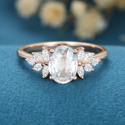 1.33 CT Oval Cluster Lab Grown Diamond Engagement Ring