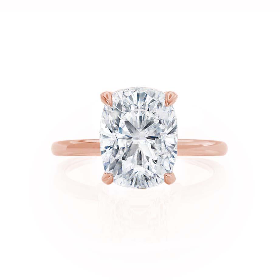 1.5 CT Elongated Cushion Hidden Halo Lab Grown Diamond Engagement Ring