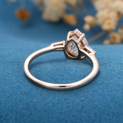 1 CT Pear Three Stone Lab Grown Diamond Engagement Ring