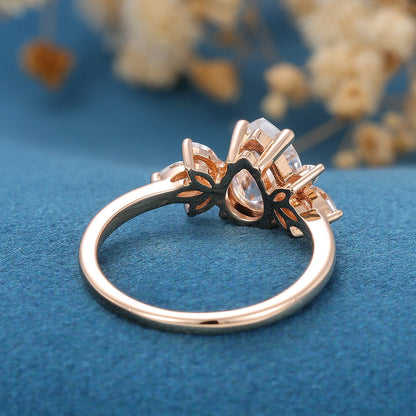 1 CT Pear Cluster Lab Grown Diamond Engagement Ring
