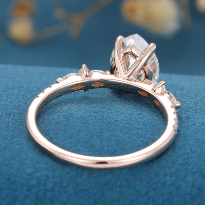 1 CT Pear Cluster Lab Grown Diamond Engagement Ring