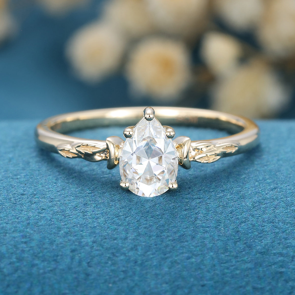 0.69 CT Pear Solitaire Lab Grown Diamond Engagement Ring