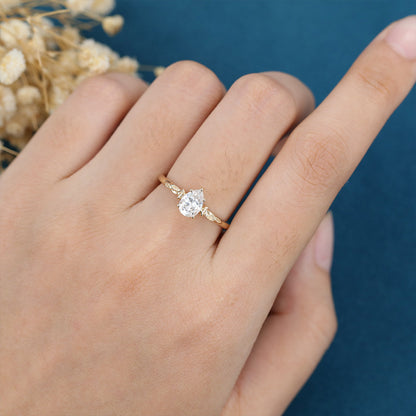 0.69 CT Pear Solitaire Lab Grown Diamond Engagement Ring
