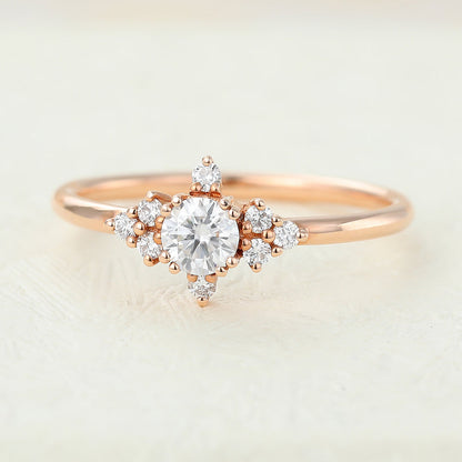 0.22 CT Round Cluster Moissanite Engagement Ring