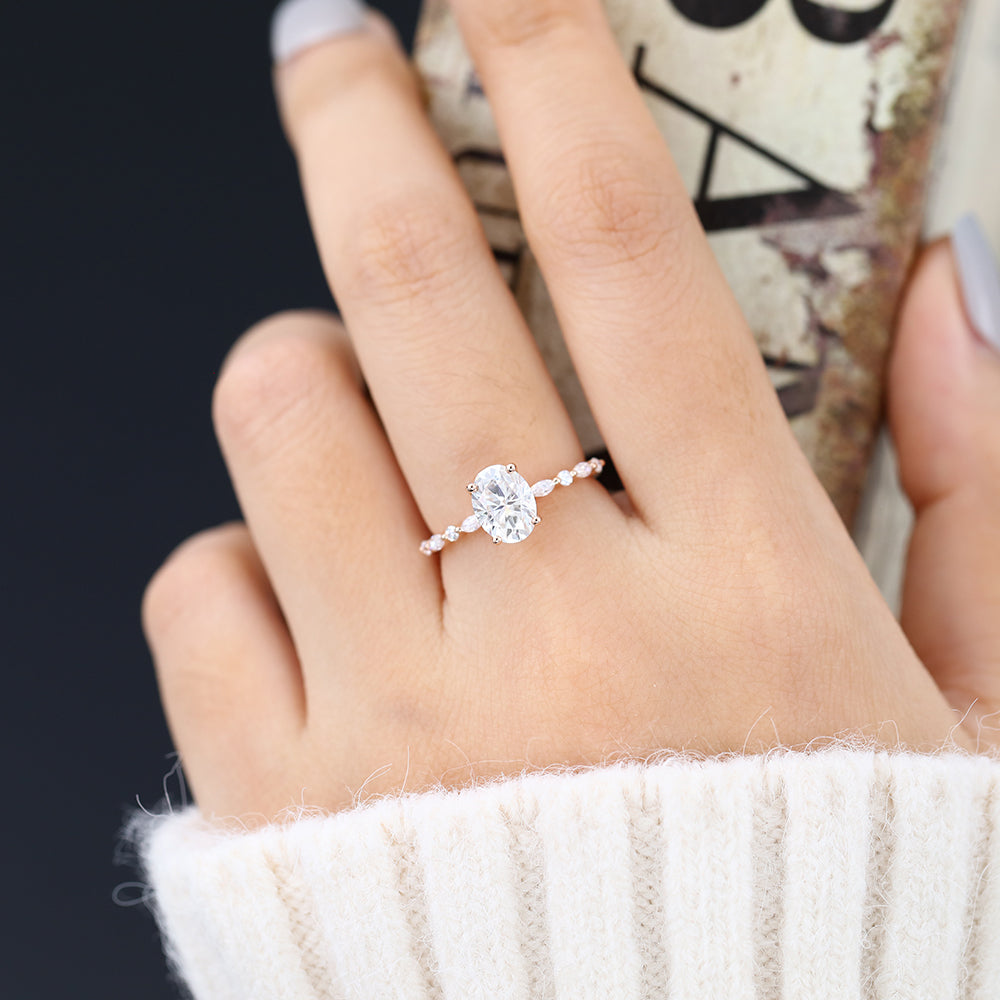 1.33 CT Oval Pave Lab-Grown Diamond Engagement Ring