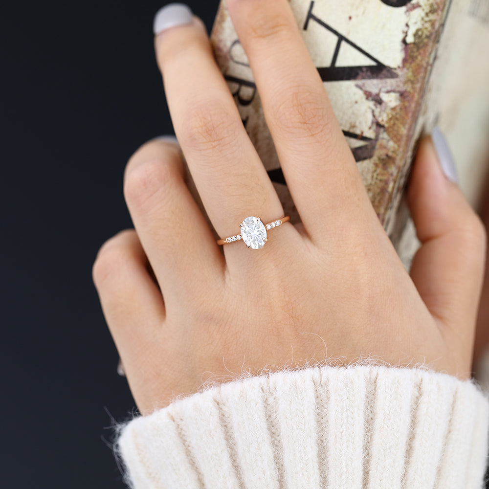1.33 CT Oval Pave Lab-Grown Diamond Engagement Ring