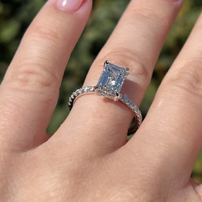2.0 CT Emerald Pave Moissanite Engagement Ring