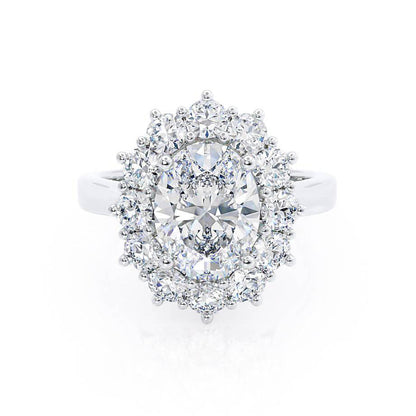 2.1 CT Oval Halo Lab Grown Diamond Engagement Ring