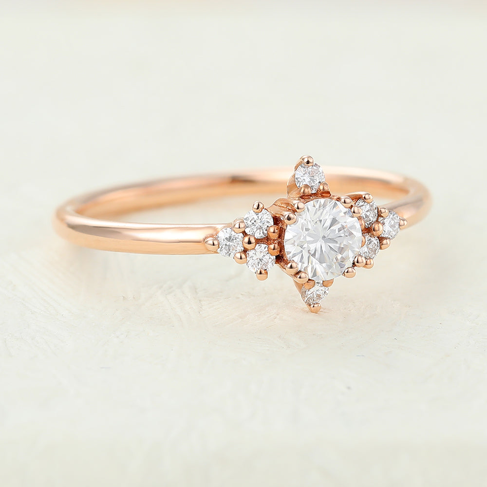 0.22 CT Round Cluster Moissanite Engagement Ring