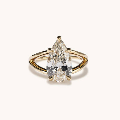 Stunning 3.91 CT Pear Moissanite Engagement Ring with Split Shank Design 1