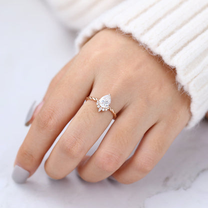 0.9 CT Pear Cluster & Twisted Shank Lab-Grown Diamond Engagement Ring