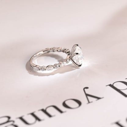 Stunning 1.0 - 2.0 CT Pear Moissanite Engagement Ring with Pave Design 3